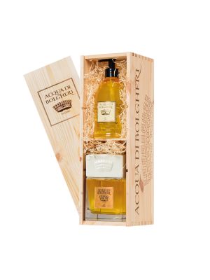 BAULETTO REGALO GRANDE CON DIFFUSORE AMBIENTE 200 ML + SAPONE DELICATO MANI-VISO (COMPONIBILE)